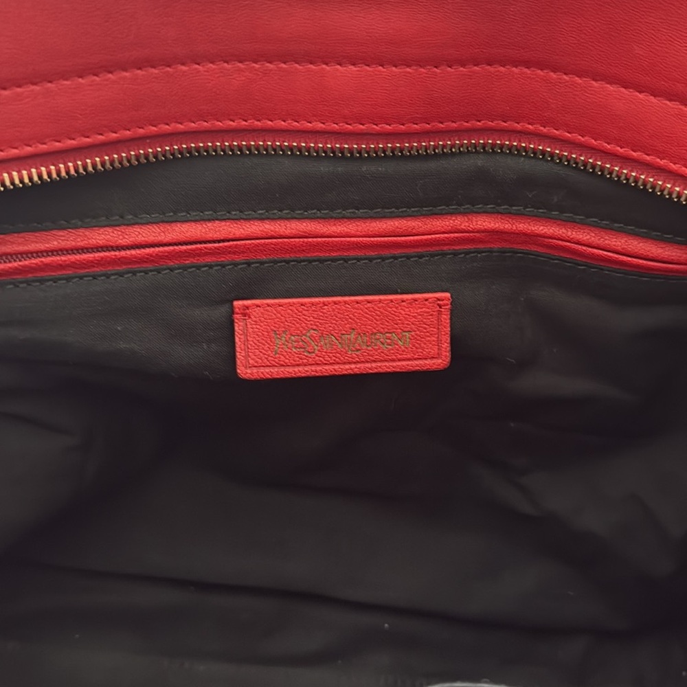 Yves Saint Laurent Red Leather Cabas Tote Bag - Picture 6 of 8